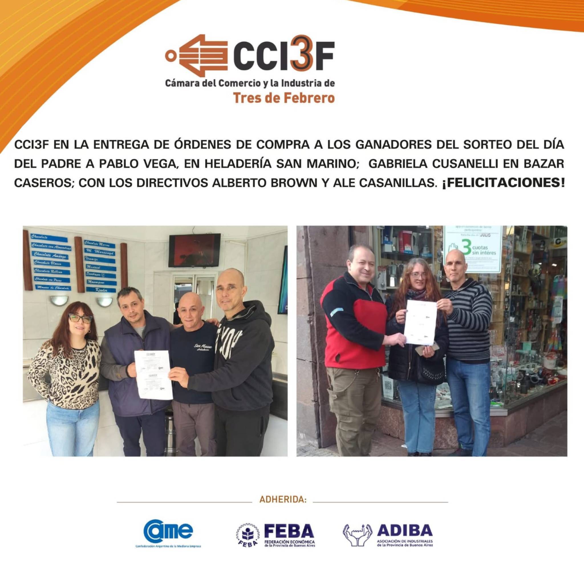 Entrega órdenes de compra a Pablo Vega y Gabriela Cusanelli